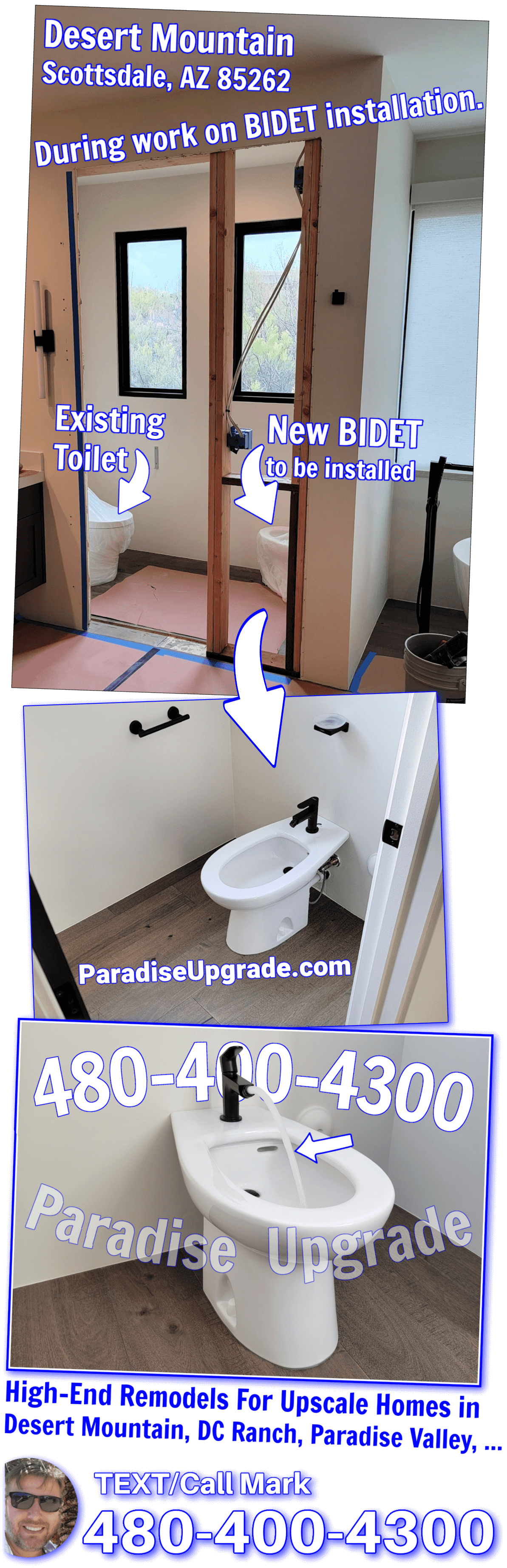 BIDET installation project in the upscale DESERT MOUNTAIN in Scottsdale, AZ 85262