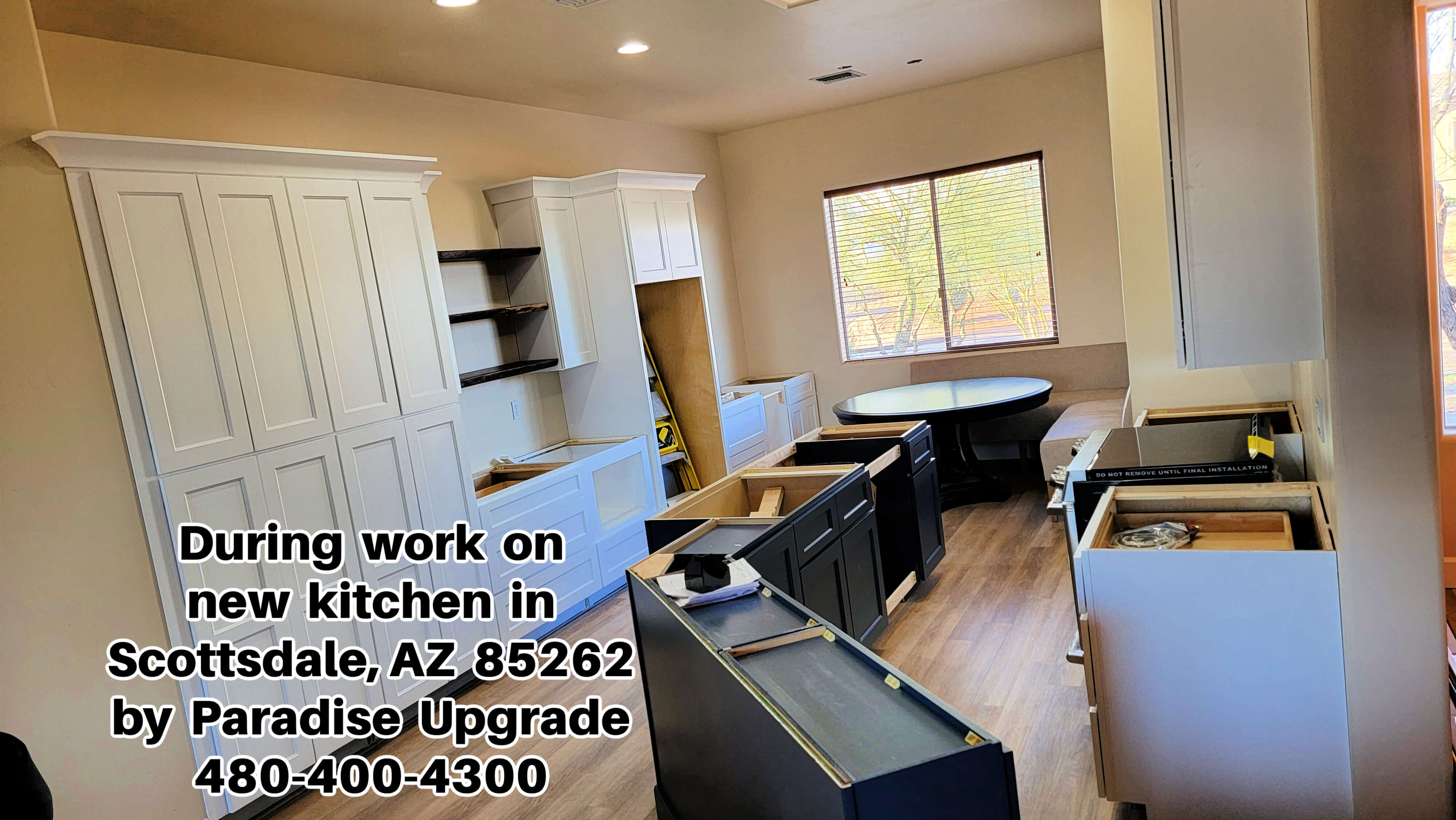 Scottsdale kitchen during remodeling by Paradise Upgrade.