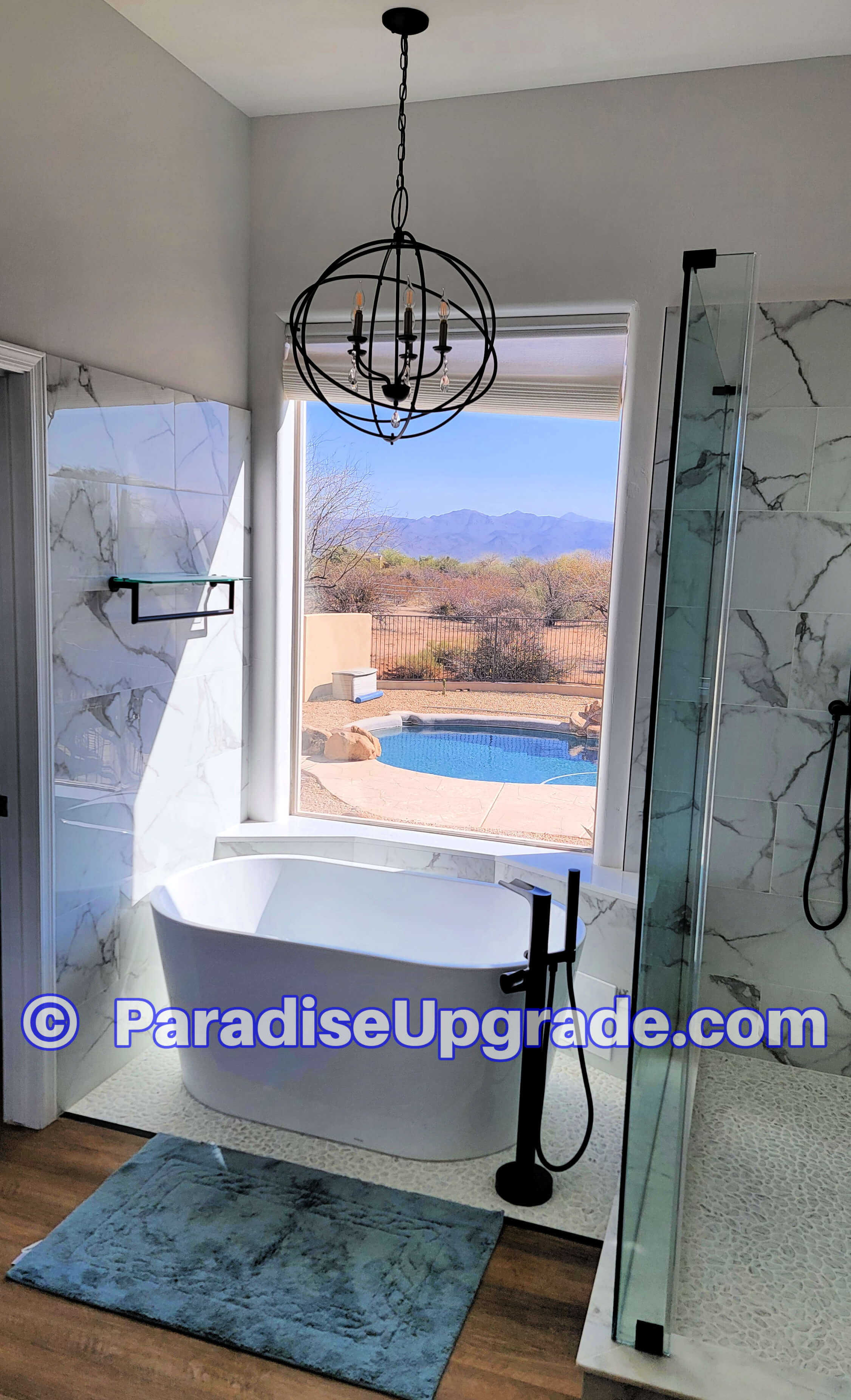 New free standing tub and floor mount faucet with sprayer.