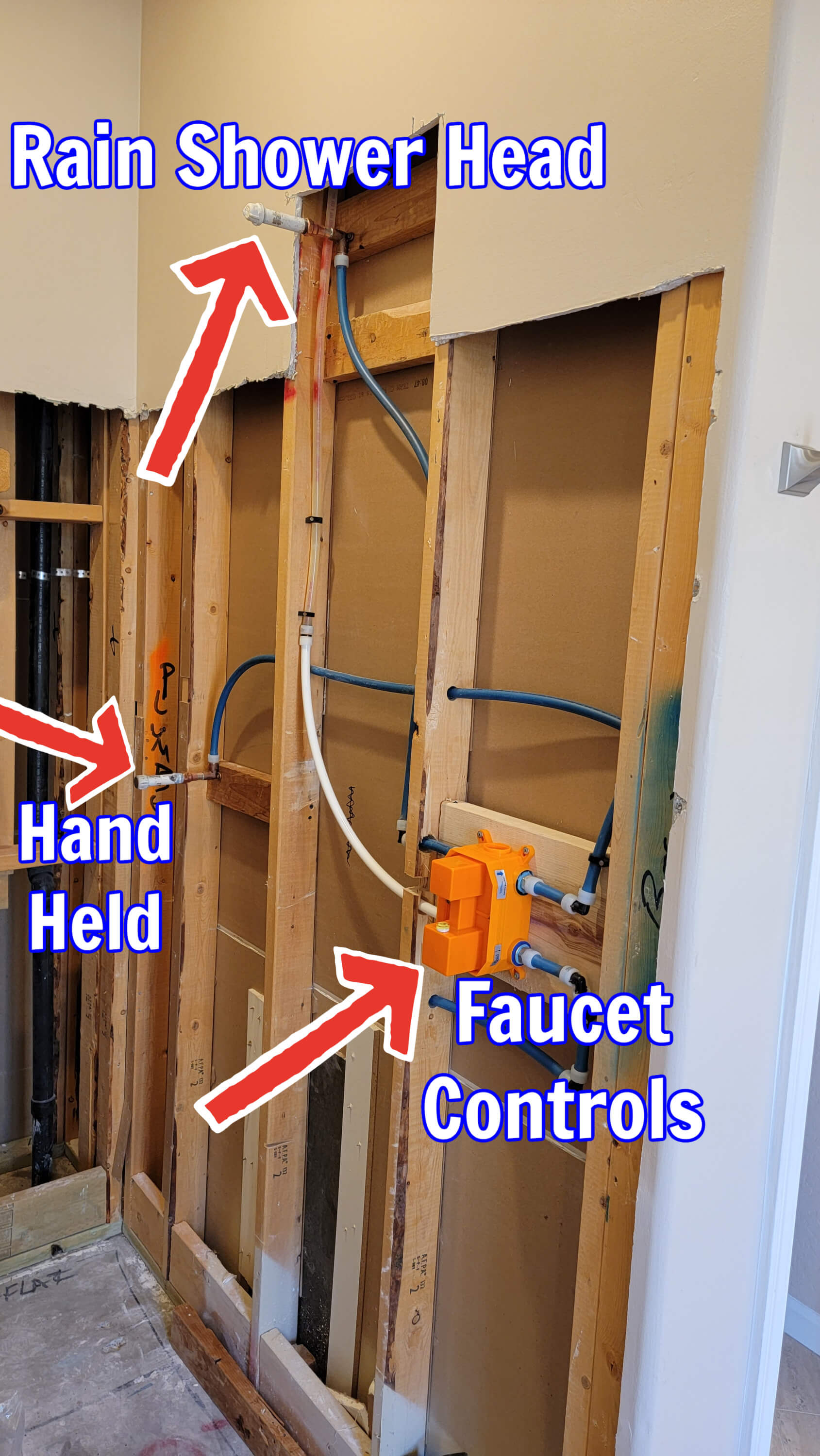 Rough plumbing for shower faucet in Scottsdale, AZ. Rough plumbing for shower faucet in Scottsdale, AZ.
