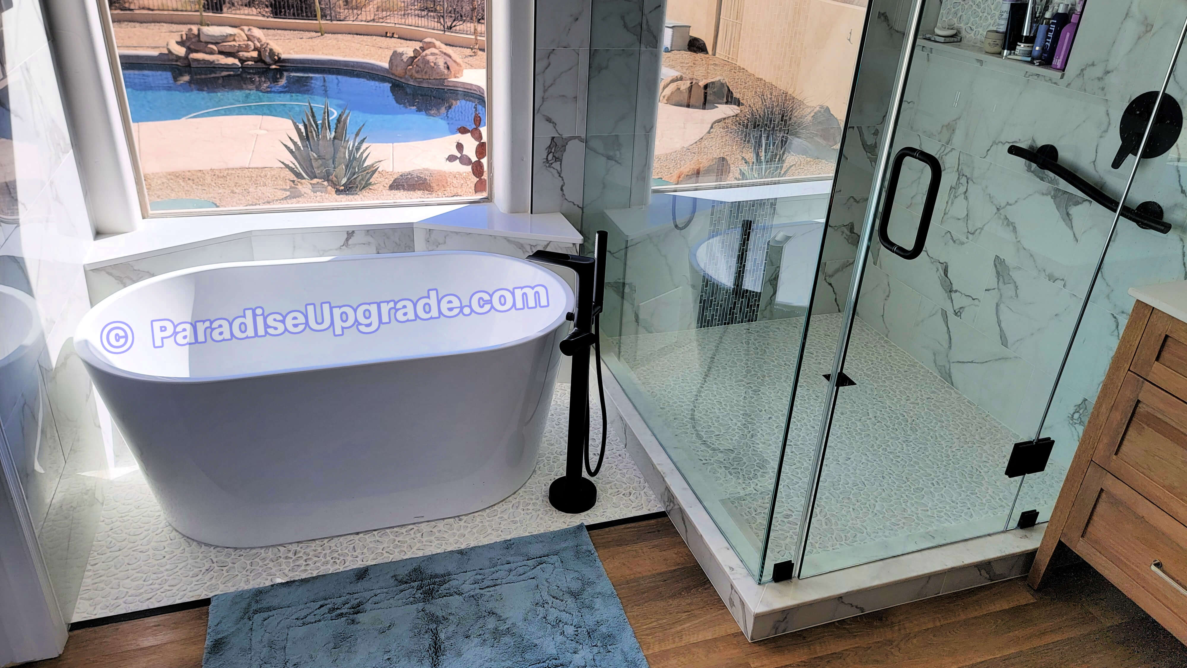 Tub and shower in Scottsdale master bathroom.